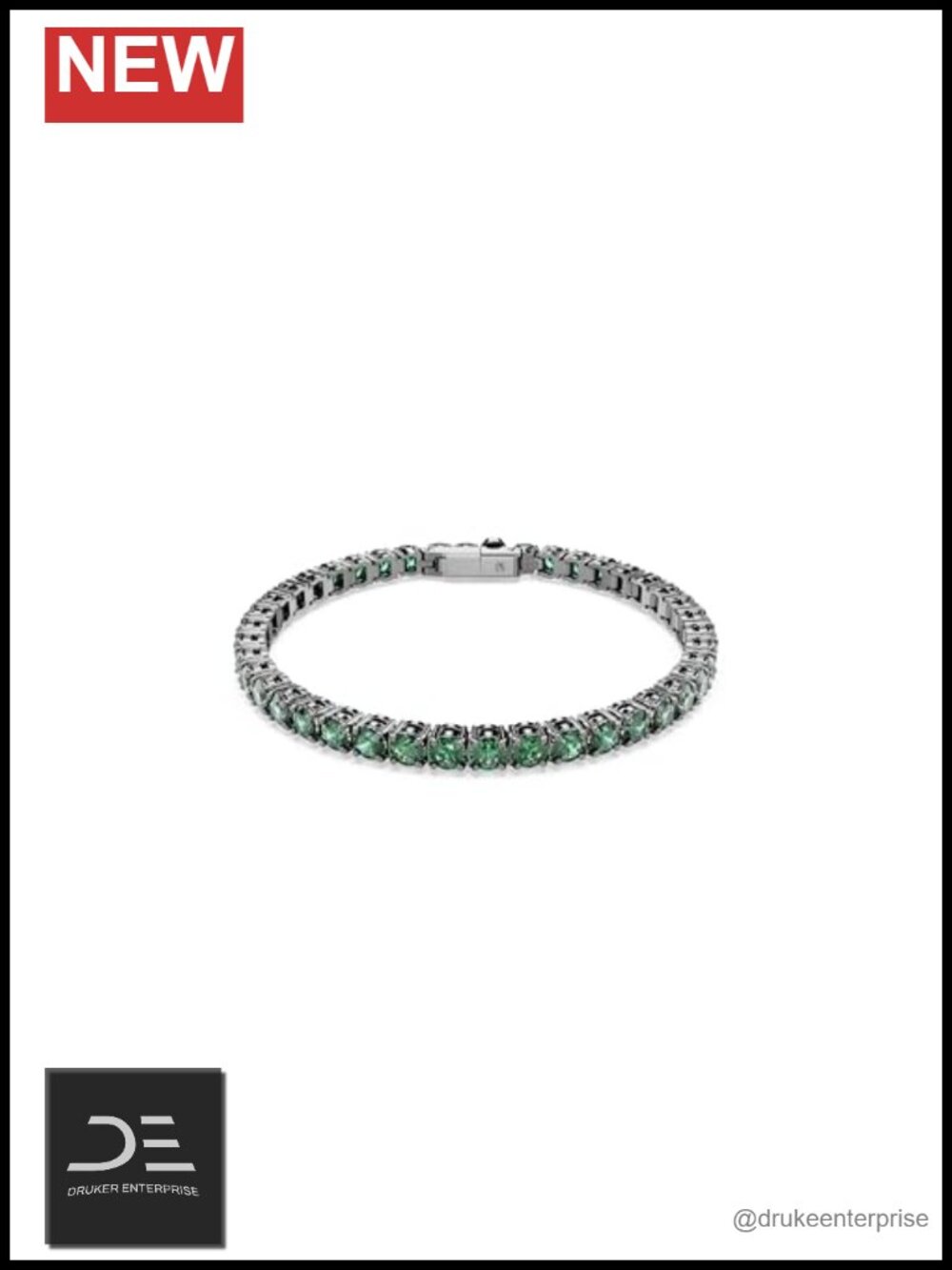Swarovski Matrix Tennis Bracelet Green Ruthenium Plated Medium